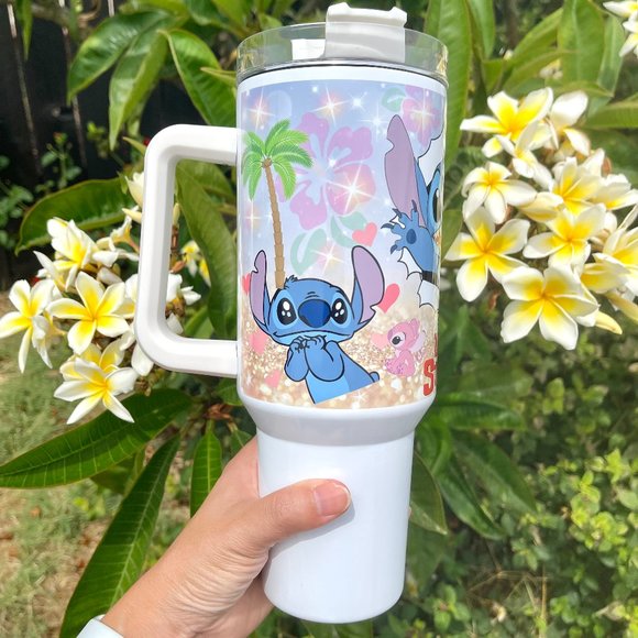 Disney Lilo & Stitch 40 oz Tumbler/Water bottle/Mug with hand carry hand… - Picture 3 of 7